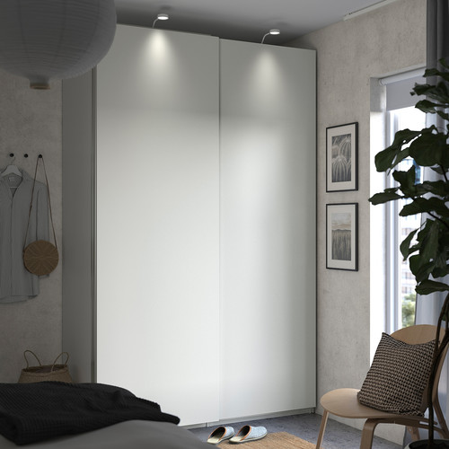 HASVIK Pair of sliding doors, white, 150x236 cm