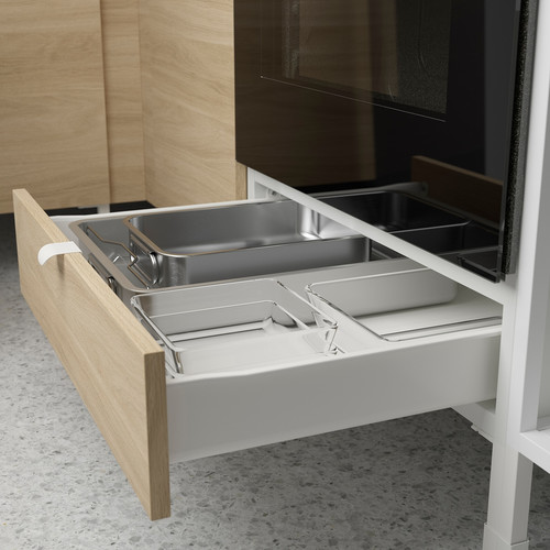 ENHET Kitchen, white, oak effect, 223x63.5x222 cm