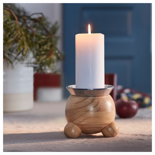 VINTERFINT Pillar candle holder, pine, 11 cm