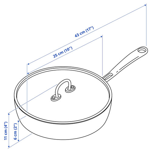 FINMAT Sauté pan with lid, copper/stainless steel, 25 cm