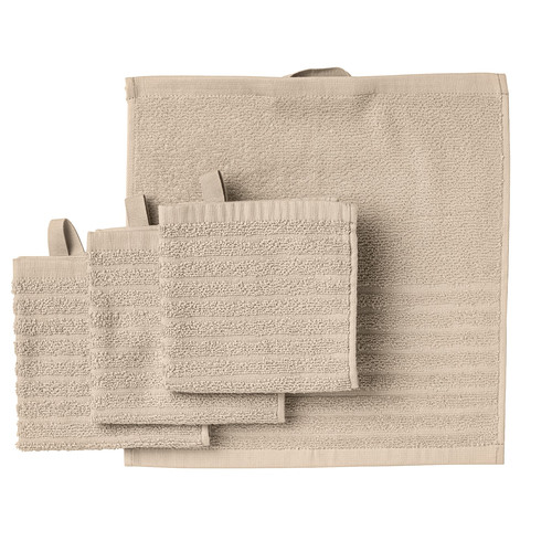 VÅGSJÖN Washcloth, light beige, 30x30 cm