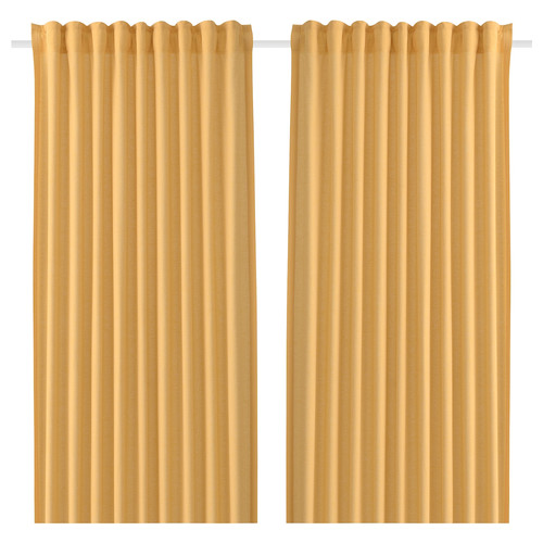 VÄXELBRUK Curtains, 1 pair, yellow, 140x300 cm