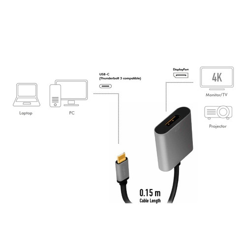 LogiLink USB-C to DP/F Adapter 4K 60Hz 0.15 m