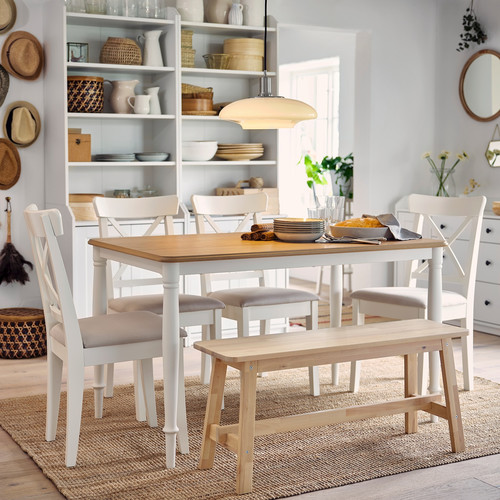 DANDERYD Dining table, oak veneer/white, 130x80 cm