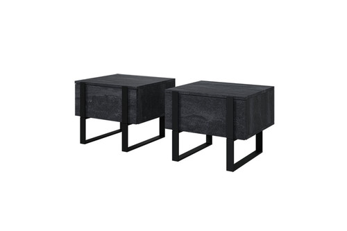 Nightstand Bedside Table Verica Set of 2, charcoal/black legs