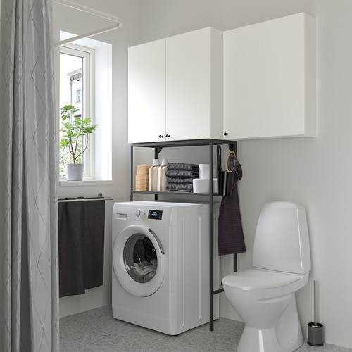 ENHET Storage combination for laundry, anthracite/white, 140x32x204 cm