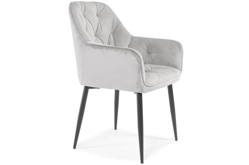 Glamour Chair with Armrests EMMA, velvet, grey