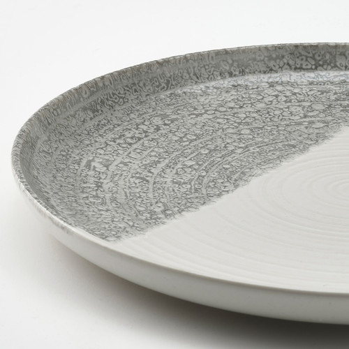 KRUSTISTEL Side plate, patterned/light grey, 20 cm