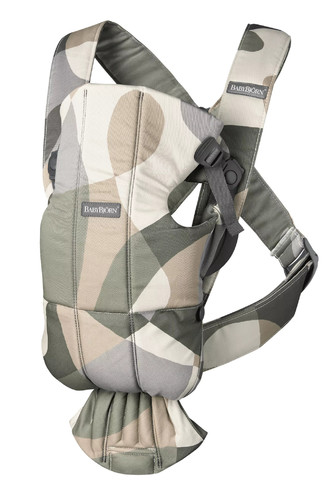 BABYBJÖRN Baby Carrier MINI Cotton, Khaki/Green Print, 0+