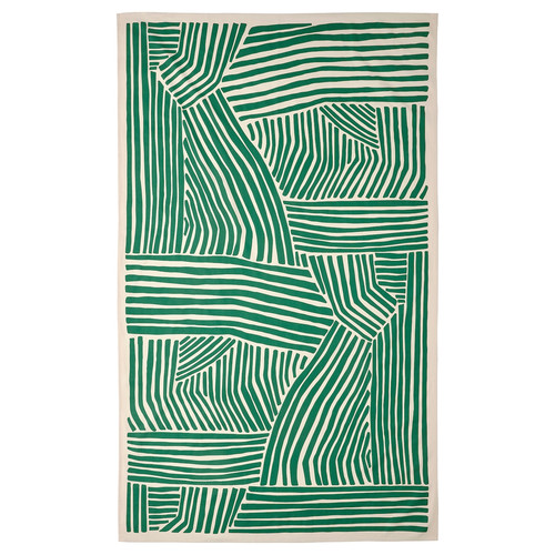 NÄBBFISK Tablecloth, patterned off-white/dark green, 145x240 cm