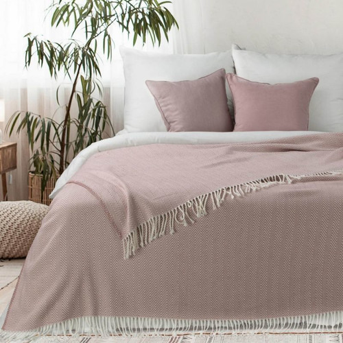 Blanket 180 x 220 cm, pink/light beige