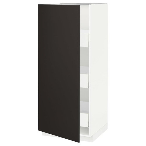 METOD / MAXIMERA High cabinet with drawers, white/Kungsbacka anthracite, 60x60x140 cm
