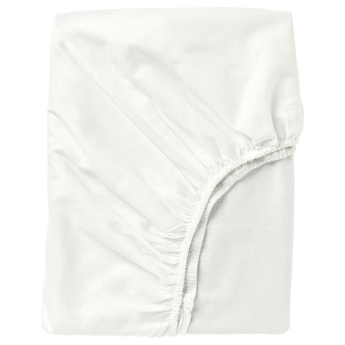 FÄRGMÅRA Fitted sheet, white, 160x200 cm