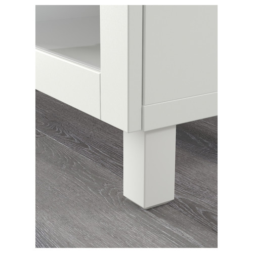 BESTÅ TV bench with drawers, Hanviken/Sindvik white, clear glass, 180x40x74 cm