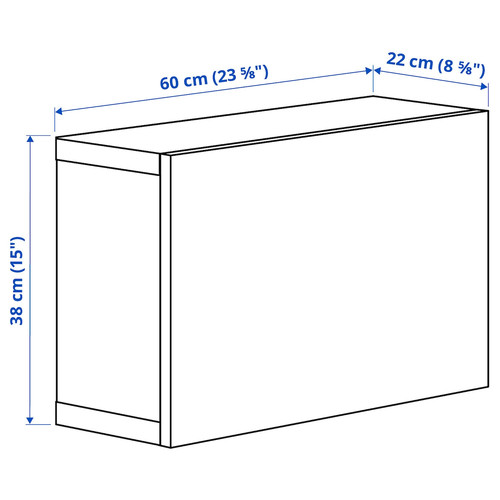 BESTÅ Wall-mounted cabinet combination, white/Hedeviken oak veneer, 60x22x38 cm