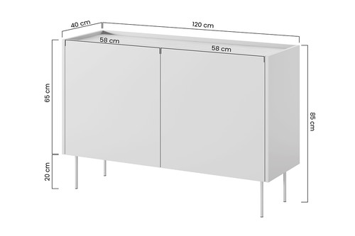 Two-Door Cabinet with Drawer Desin 120, cashmere/nagano oak