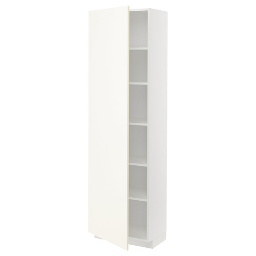 METOD High cabinet with shelves, white/Vallstena white, 60x37x200 cm