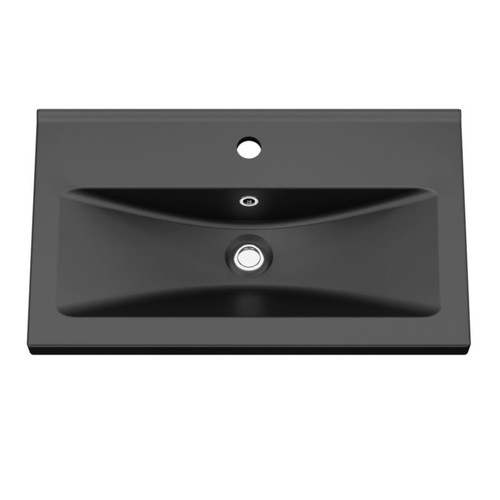 GoodHome Wash-basin Nira Slim, ceramic, 80 cm, black