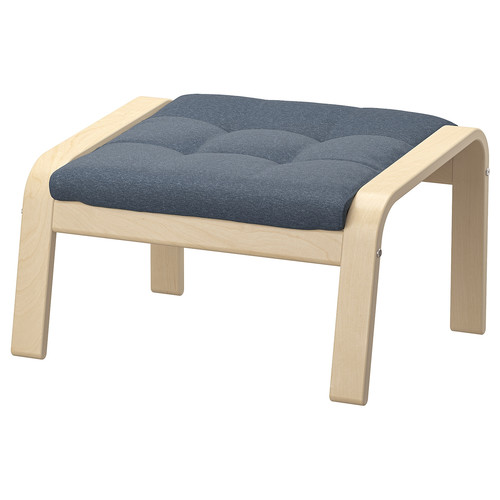 POÄNG Footstool, birch veneer/Gunnared blue