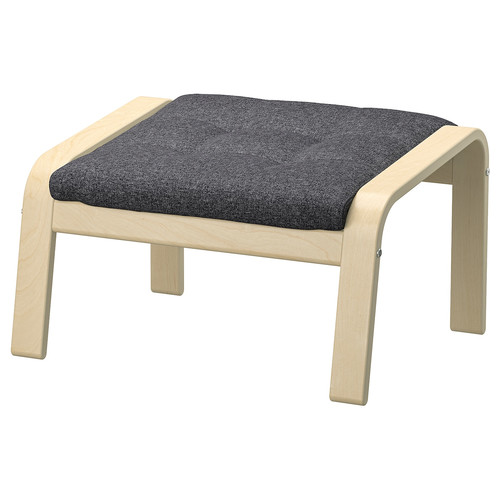 POÄNG Footstool, birch veneer/Gunnared dark grey