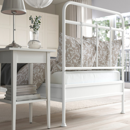 STJÄRNÖ Bed frame, white/Luröy, Standard Single