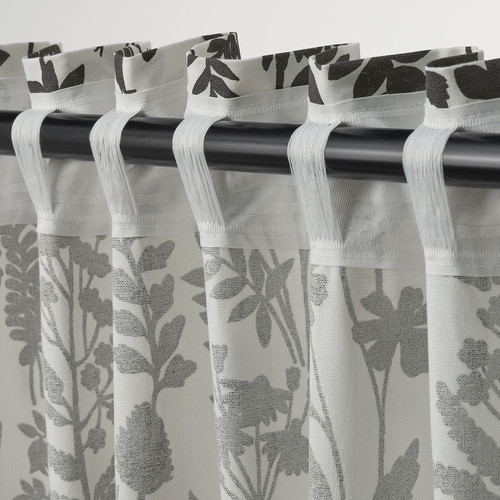 ROTVECKLARE Curtains, 1 pair, white/anthracite, 145x300 cm