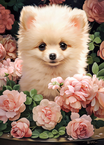 Castorland Children's Puzzle Pomeranian Puppy in Roses 60pcs 5+