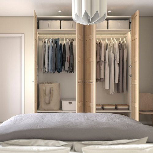 PAX / BERGSBO Wardrobe, white/white stained oak effect, 200x60x236 cm