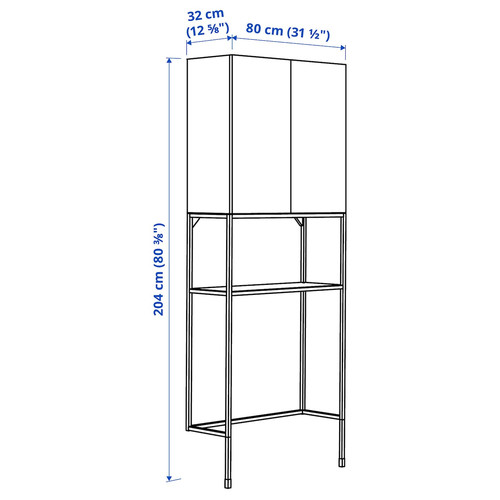 ENHET Storage combination, anthracite/grey frame, 80x32x204 cm