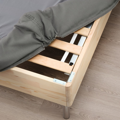 LYNGÖR Slatted mattress base with legs, dark grey, 180x200 cm