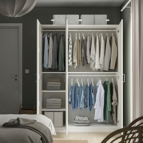 PAX / BERGSBO Wardrobe combination, white/white, 150x60x201 cm