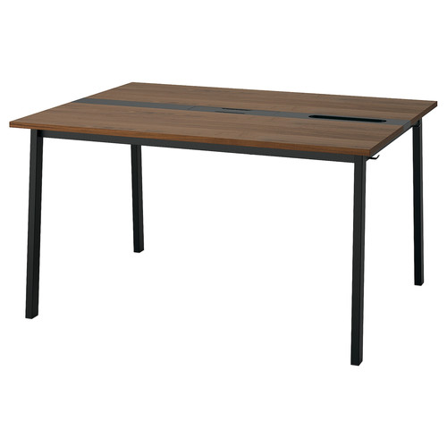 MITTZON Conference table, walnut veneer/black, 140x108x75 cm