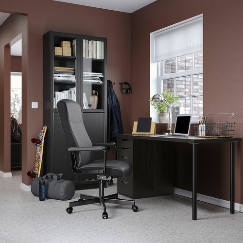 LAGKAPTEN / ALEX Desk, black-brown, 140x60 cm