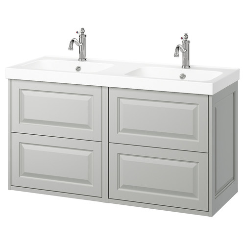 TÄNNFORSEN / ORRSJÖN Wash-stand/wash-basin/taps, light grey, 122x49x74 cm