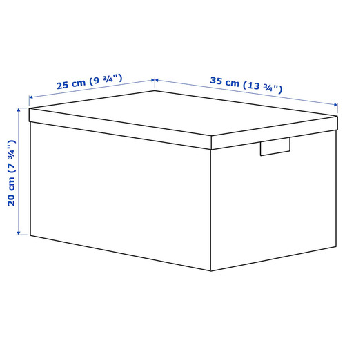 GJÄTTA Storage box with lid, velvet dark blue, 25x35x20 cm