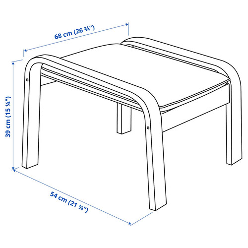 POÄNG Footstool, brown, Hillared beige