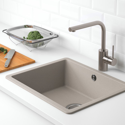 KILSVIKEN Inset sink, 1 bowl, grey/beige quartz composite, 56x46 cm