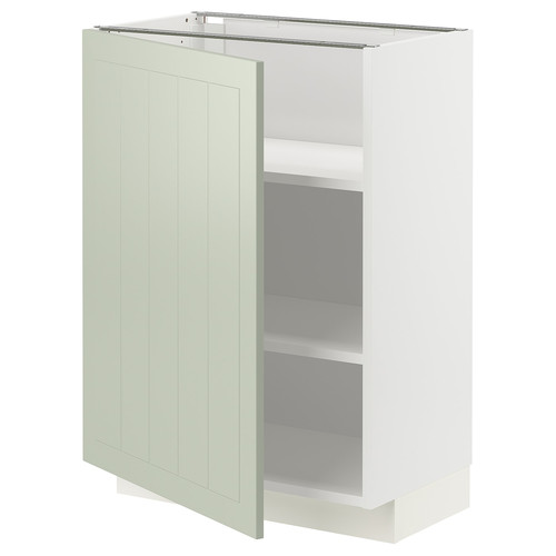 METOD Base cabinet with shelves, white/Stensund light green, 60x37 cm