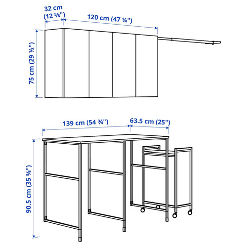 ENHET Storage combination, anthracite/grey frame, 139x63.5 cm