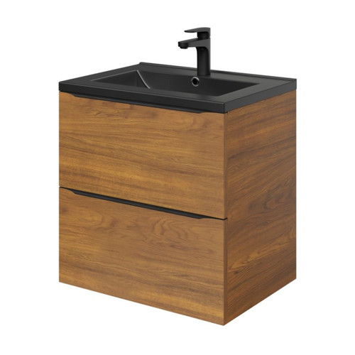 Goodhome Wall-mounted Basin Cabinet Imandra 60 cm, walnut