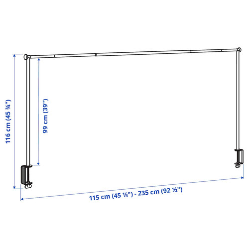 HELGEÖ Decorating rod for table, black adjustable/outdoor indoor, 115/235x116 cm