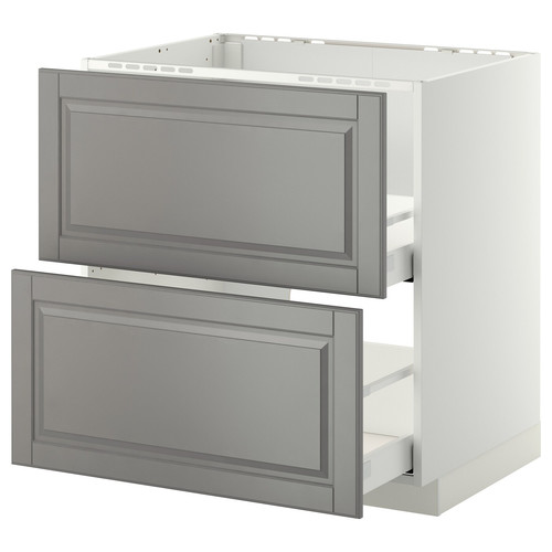 METOD/MAXIMERA Base cab f sink+2 fronts/2 drawers, white, Bodbyn grey, 80x60 cm