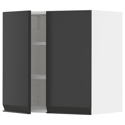 METOD Wall cabinet with shelves/2 doors, white/Upplöv matt anthracite, 60x60 cm