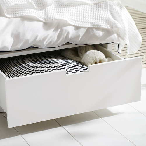 NORDLI Bed frame with storage, white, 160x200 cm