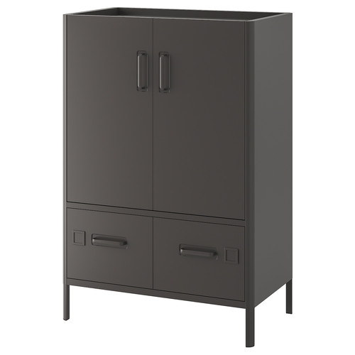 IDÅSEN Cabinet with doors and drawers, dark grey