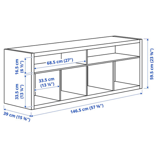 KALLAX TV bench, white stained oak effect, 147x60 cm