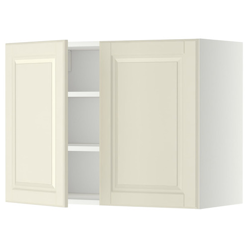 METOD Wall cabinet with shelves/2 doors, white/Bodbyn off-white, 80x60 cm