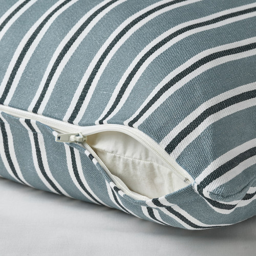 KORALLBUSKE Cushion cover, light blue white/stripe pattern, 50x50 cm