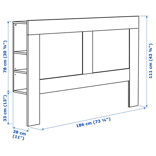 BRIMNES Headboard with storage compartment, white, 180 cm