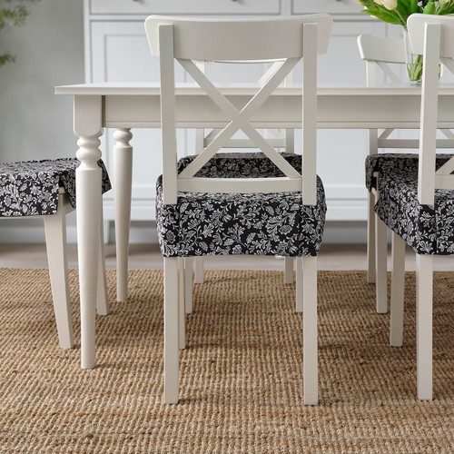 DVÄRGDUNÖRT Chair pad, grey/white, 42/35x42x4 cm